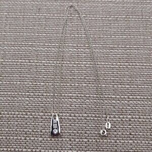 18 Inch Sterling Silver Stacked Triple Cubic Zirconia Necklace A2557